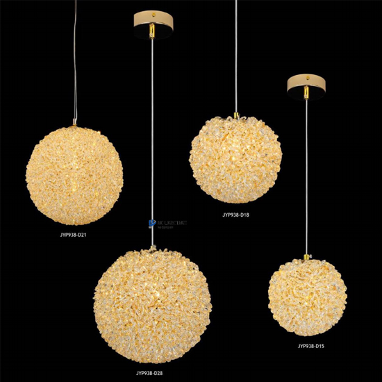 Small Crystal Ceiling Hanging Lights for Powder Room – Compact Elegant Lighting ball shape diameter 28cm 21cm 18cm 15cm NC-P938R