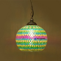 Art Deco Pendant Lamp – Tiffany Style Handcrafted Mosaic Glass Pendant Light, Luxury Vintage Chandelier for Hallway NC-P25D14L