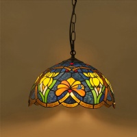 Art Deco Pendant Lamp Tiffany Style Handcrafted Glass Ceiling Light Luxury Vintage Chandelier for Hallway NC-P630