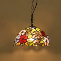 Modern Tiffany Pendant Lamp Unique Handmade Stained Glass Art Light Dimmable Hanging Fixture for Lounge NC-P730